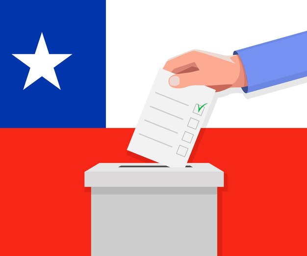 Vetor conceito eleitoral do chile a mão coloca o boletim de voto