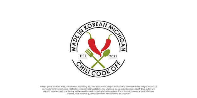 Conceito exclusivo de design de logotipo de cozinheiro de pimentão vetor premium