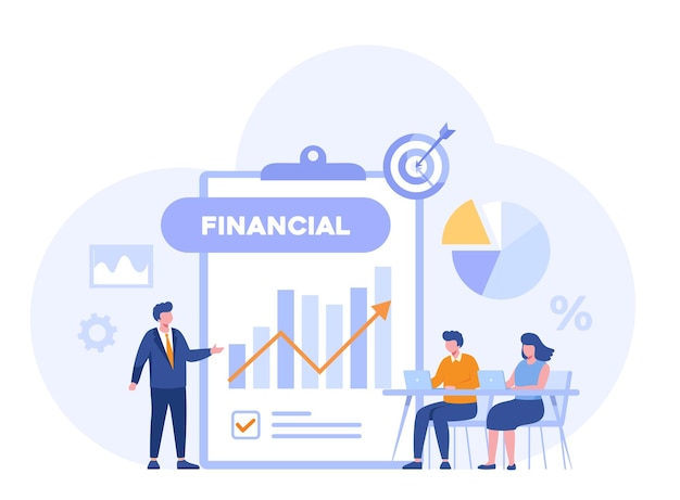 Conceito financeiro estratégia de vendas equipe trabalho orçamento corporativo crescimento renda investimento negócio banner vetorial plano para site da página de destino