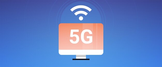 Vetor conceito futurista de velocidade de conexão de internet 5g e vetor plano de conexão de sistema sem fio on-line.