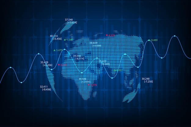 Conceito global do gráfico de negociação do mercado de ações vetorial