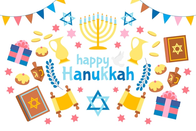 Conceito hanukkah de design plano
