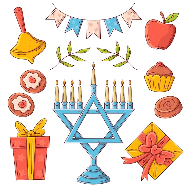 Vetor conceito hanukkah desenhado à mão