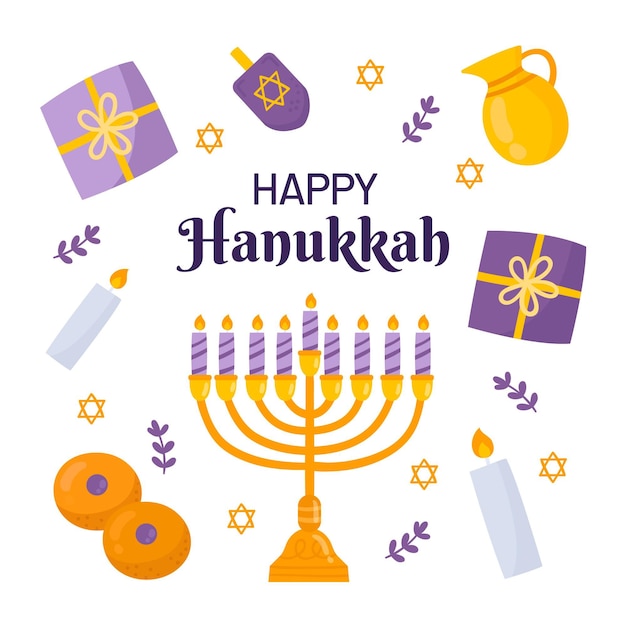 Conceito hanukkah desenhado à mão