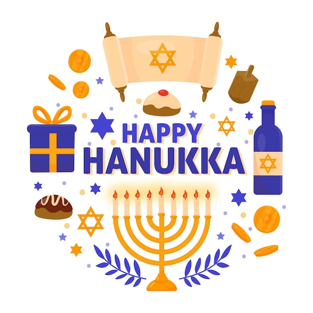 Conceito hanukkah desenhado à mão