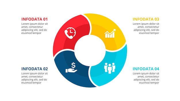 Conceito infográfico com 4 opções de etapas ou processos de peças