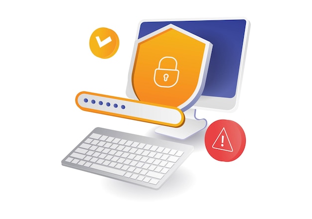 Conceito infográfico de senha de segurança de dados de conta de computador pessoal