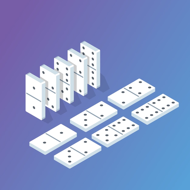 Vetor conceito isométrico de dominó. ilustração em vetor em estilo simples.