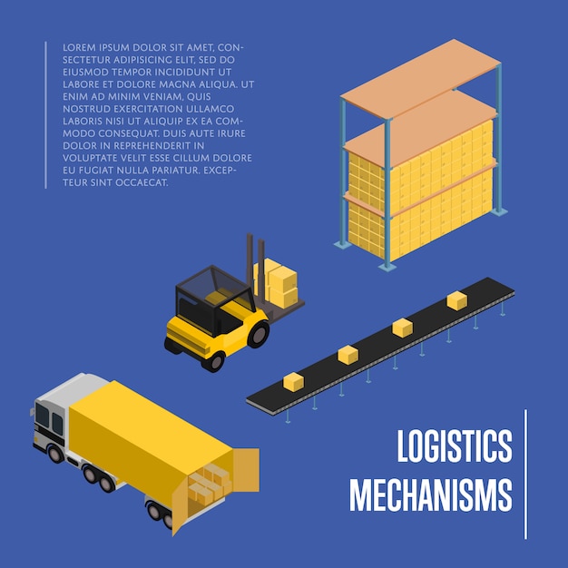 Conceito isométrico de mecanismos de logística