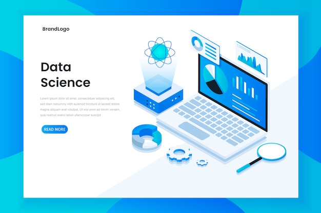 Conceito isométrico moderno design plano de ciência de dados