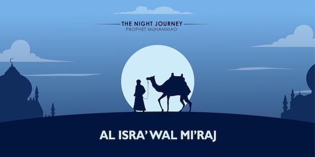 conceito isra miraj em cartazes de design plano mídias sociais e banners