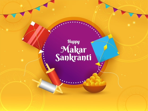 Conceito makar sankranti feliz com pipas