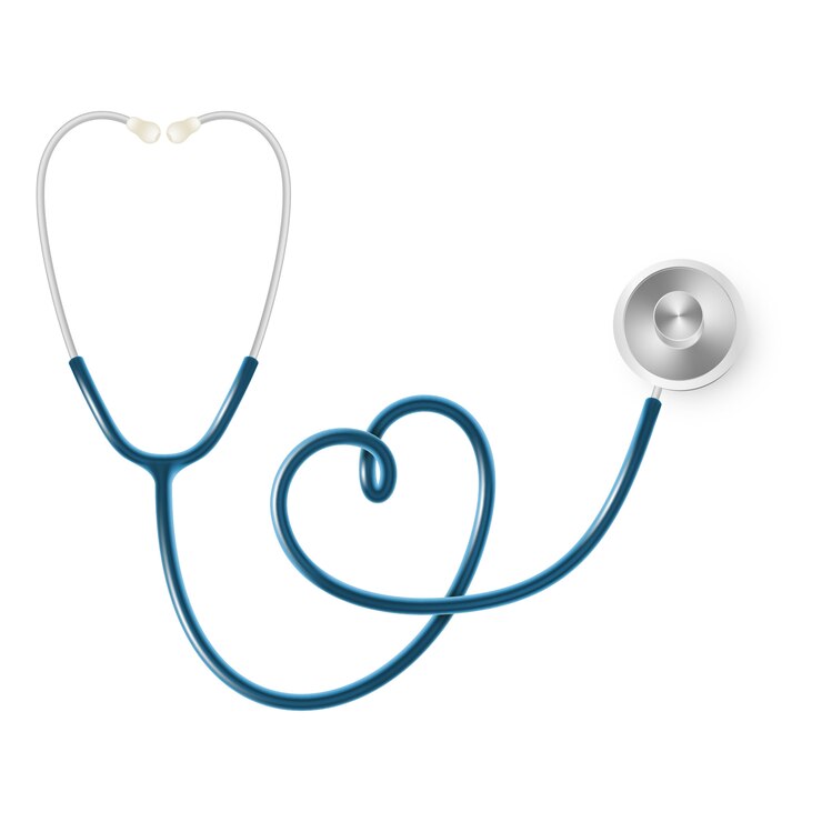 Vetor conceito médico e dos cuidados médicos, o estetoscópio do doutor isolado no fundo branco.