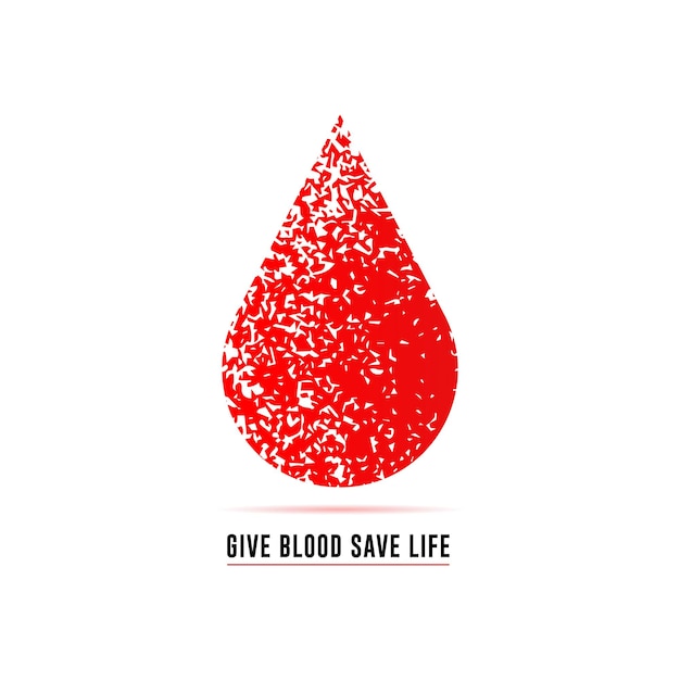 Vetor conceito mínimo de doação de sangue com slogan give blood save life.