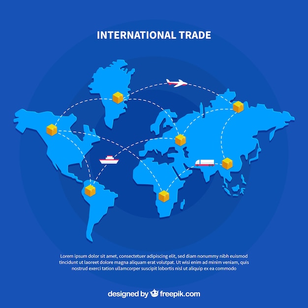 Vetor conceito moderno de comércio internacional