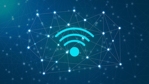 Conceito on-line de comunicação de rede social para plano de fundo com ícone wifi. ilustração vetorial