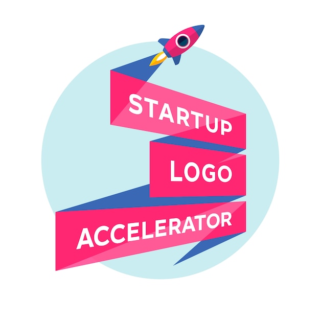 Conceito para projeto de inicialização com inscrição Startup Logo Accelerator