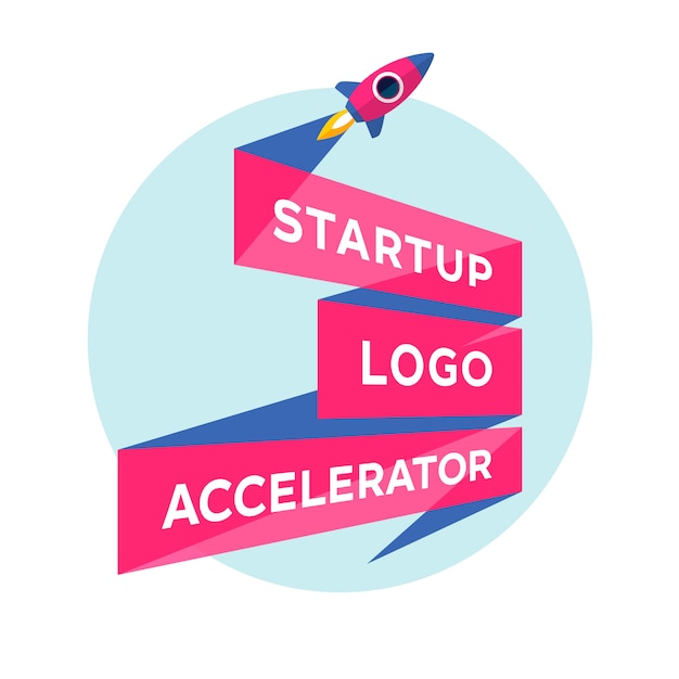 Conceito para projeto de inicialização com inscrição startup logo accelerator