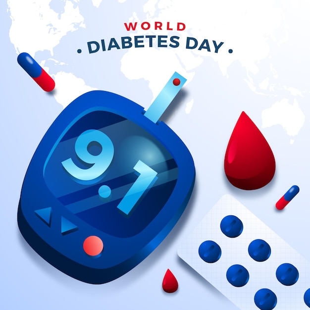 Vetor conceito realista do dia mundial da diabetes