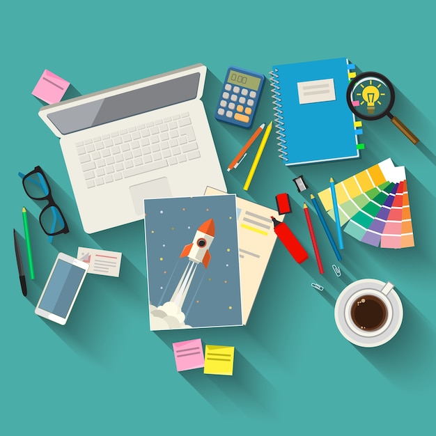 Conceitos de criatividade para negócios Ilustração de design plano