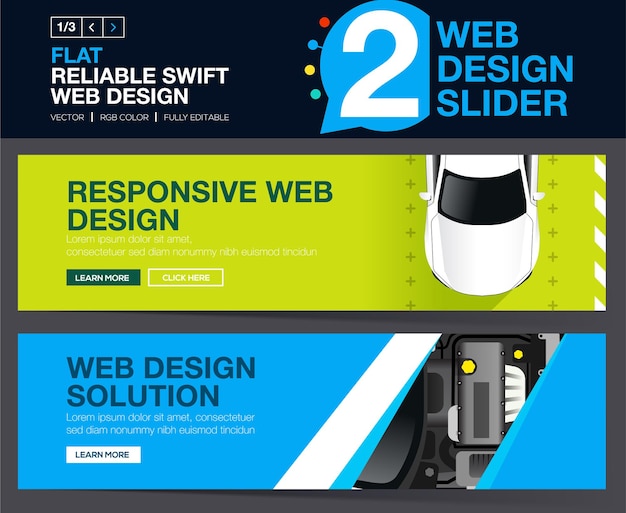 Conceitos de design de slider ou banners da web para o seu site.