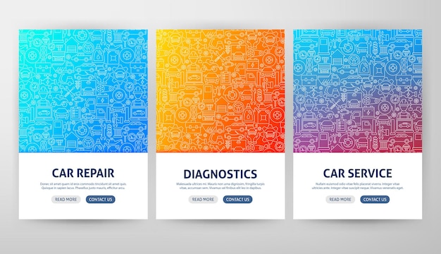 Conceitos de folheto de serviço de carro. ilustração em vetor de outline design.