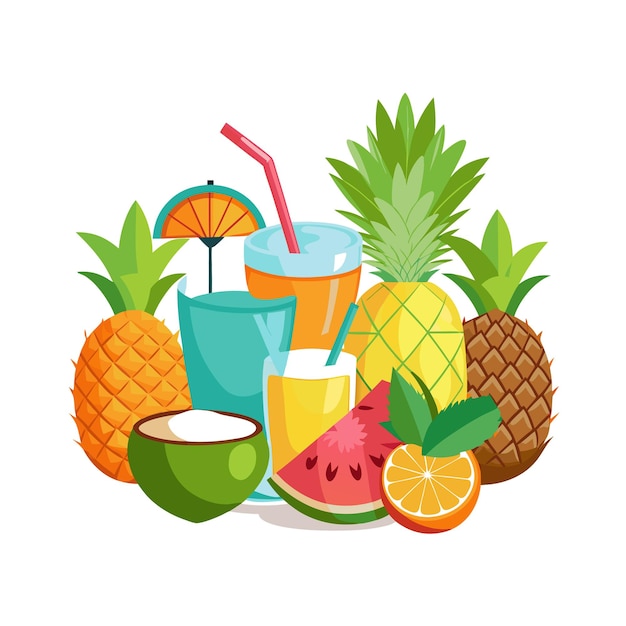 Conceitos de ilustração vetorial de frutas realistas
