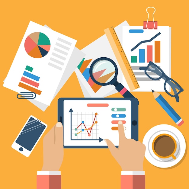 Conceitos de negócios, planos. gestão e planejamento financeiro, estatístico, estratégico, análise, pesquisa, desenvolvimento, marketing, solução.