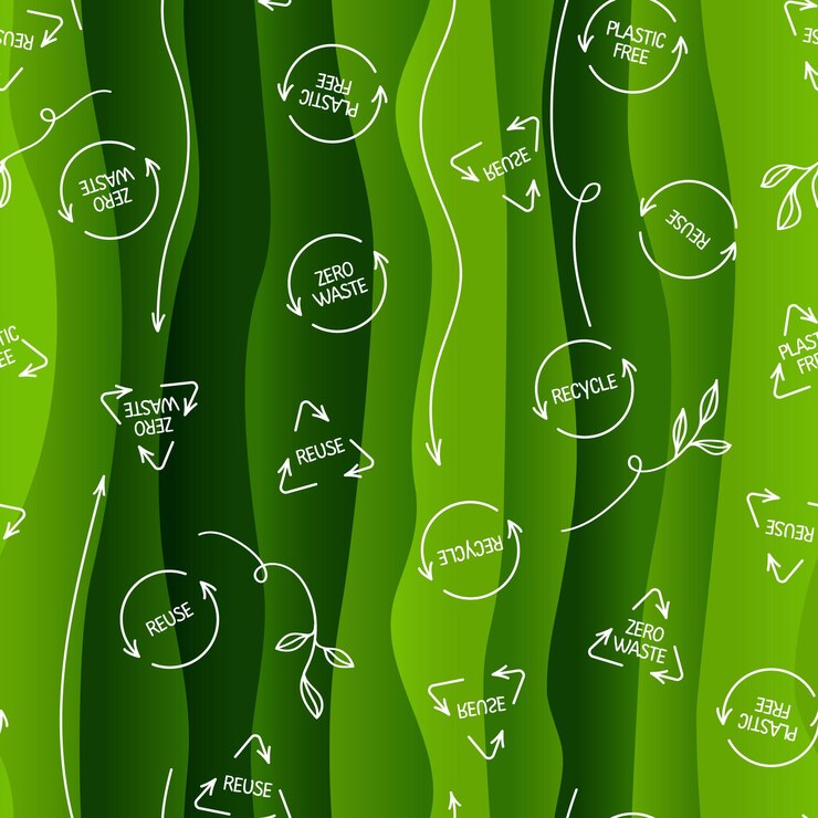 Vetor conceitos sem resíduos e sem plástico para lojas com produtos ecológicos padrão sem costura