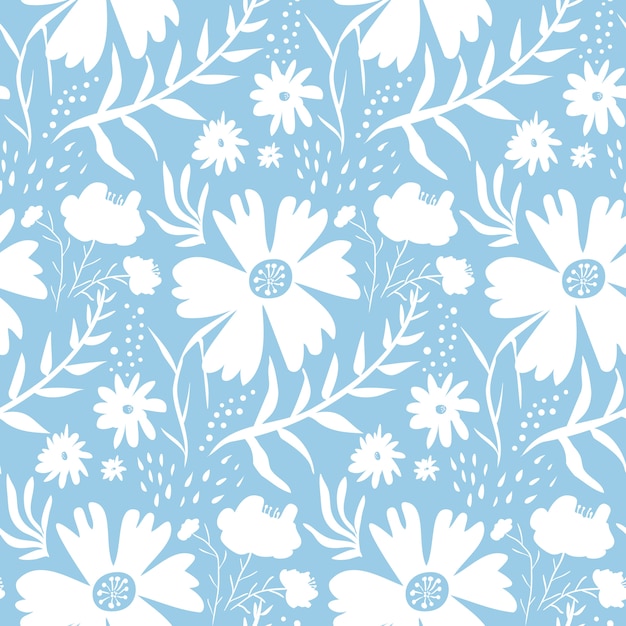 Concurso padrão floral branco sobre fundo azul