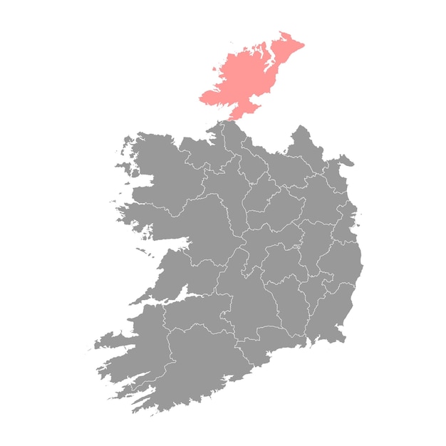 Condado de donegal mapeia condados administrativos da ilustração vetorial da irlanda