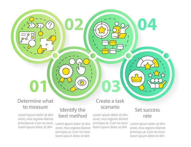 Vetor conduza o modelo infográfico do círculo de teste de usabilidade do site