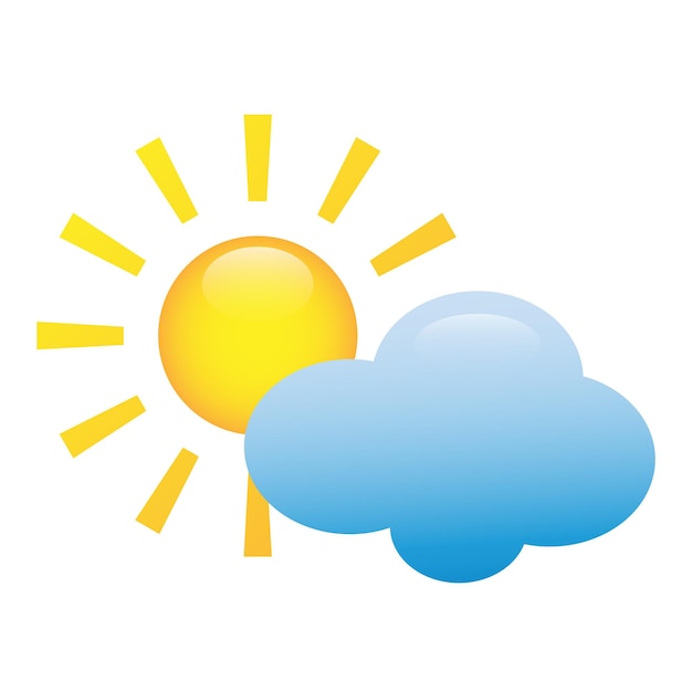 Ícone da web do tempo do sol e da nuvem, formas de meteorologia, sinal, ícone do vetor de previsão do tempo