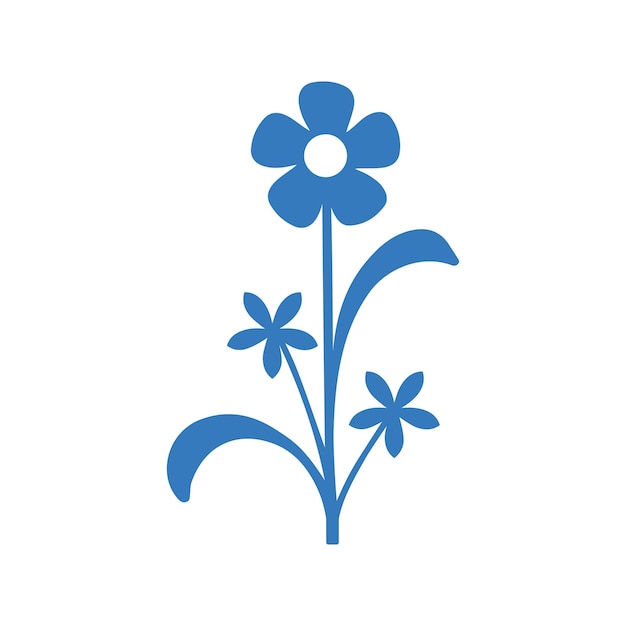 Ícone de agricultura natural de jardim de flores de plantas Desenho de cor azul