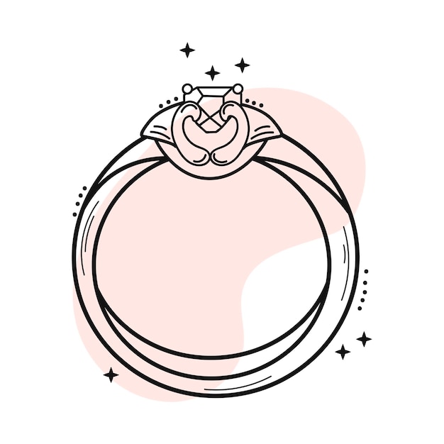 Ícone de anel de diamante de joalheria de desenho à mão
