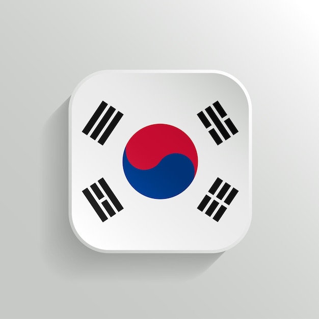 Ícone de bandeira da Coreia do Sul de botão de vetor