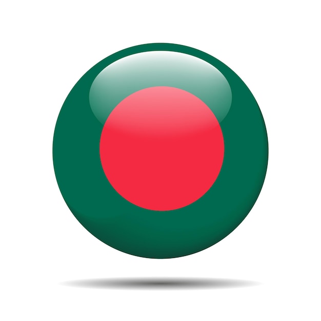 Ícone de botão redondo de vetor de bandeira brilhante de Bangladesh