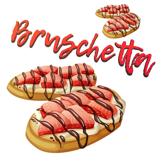 Ícone de bruschetta de morango Ilustração vetorial dos desenhos animados isolada no fundo branco