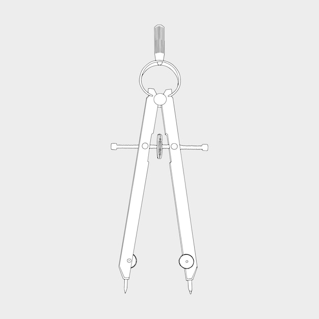 Ícone de bússola de desenho em um fundo cinza. Ferramenta de desenho técnico.