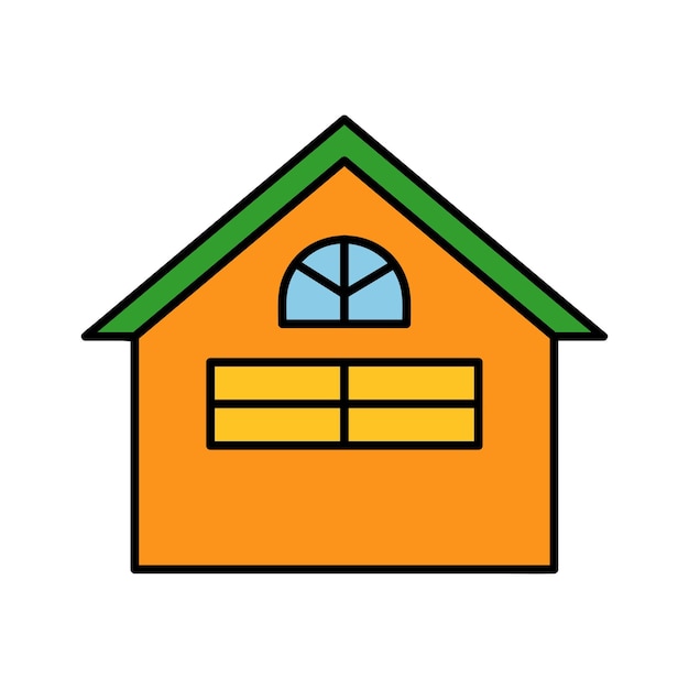Ícone de construção de casa vetorial em design de ilustração de desenho animado de estilo cômico