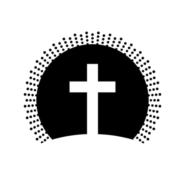 Ícone de cruz cristã símbolo de religião negra ilustração vetorial