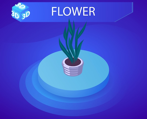Ícone de design isométrico de flor Vector web ilustração 3d conceito colorido