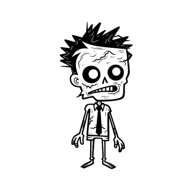 Ícone de doodle de zumbi desenhado à mão em fundo branco