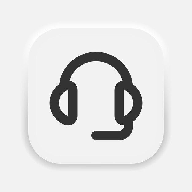 Ícone de fones de ouvido Ícone Neumórfico para interface de usuário branca UI UX Música.