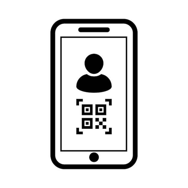 Ícone de id digital avatar com código qr para identidade biométrica em vetor símbolo de perfil de pessoa de usuário masculino para em uma ilustração de pictograma de glifo