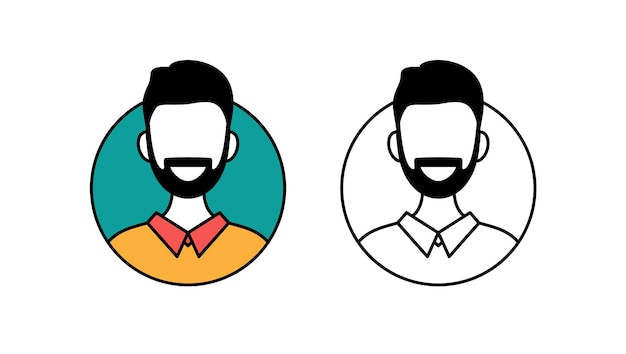 Ícone de imagem de perfil de homem Avatar feliz sorridente ilustração de personagem de avatar de linha de rosto masculino Vetor isolado no fundo branco