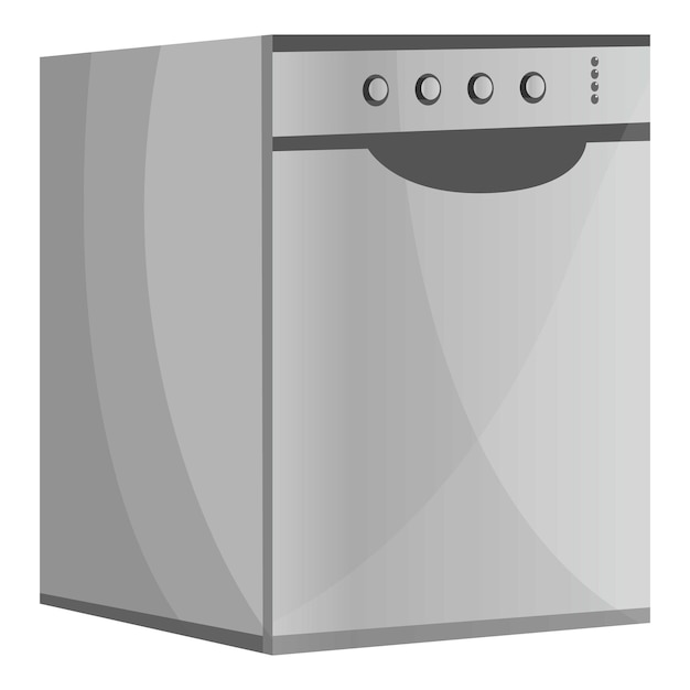 Ícone de máquina de lavar louça de metal desenho animado de ícone vetor de máquina de lavar louça de metal para web design isolado em fundo branco