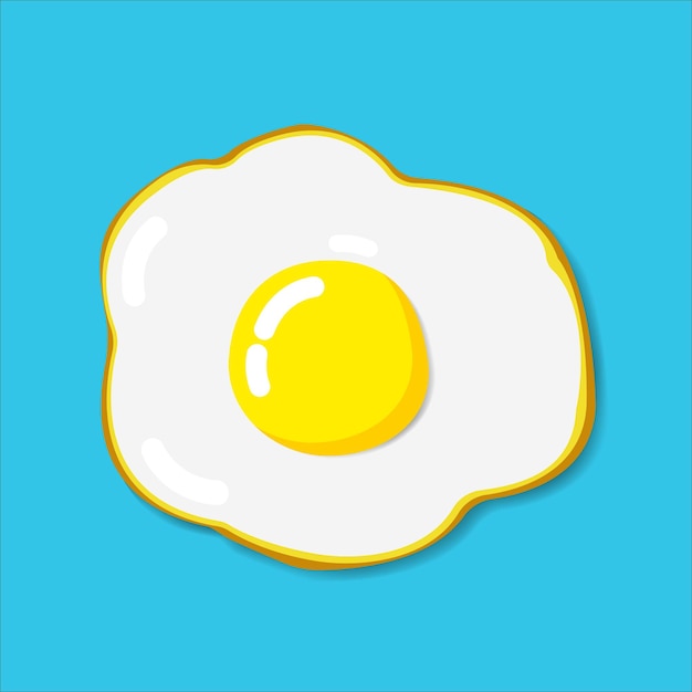 Ícone de ovo frito com estilo de cor plana isolado com fundo sólido