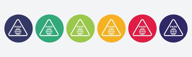 Ícone de passaporte definido em estilo plano