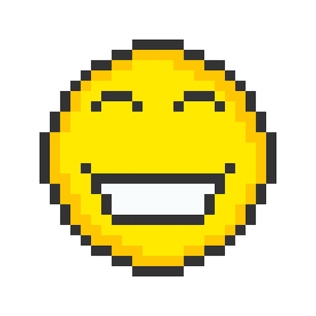 Ícone de rosto sorridente Ilustração vetorial de emoticons de pixel art